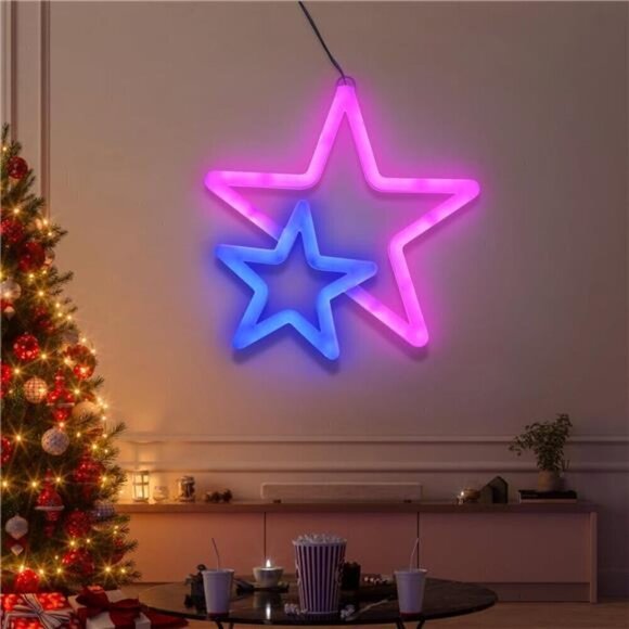 Star Neon Signs Pink Lights Wall Decor Decorations LED Wall Décor for Birthday - Picture 6 of 8